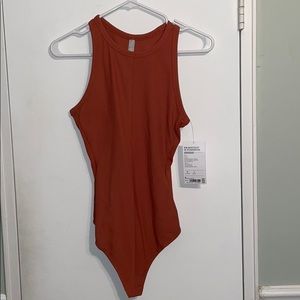 NWT Athleta Rib Bodysuit in Powervita Etruscan Red